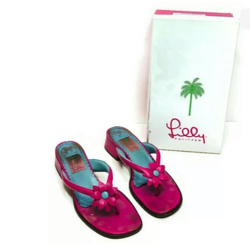 Vintage Lilly Pulitzer Pink Flower Thong Sandals